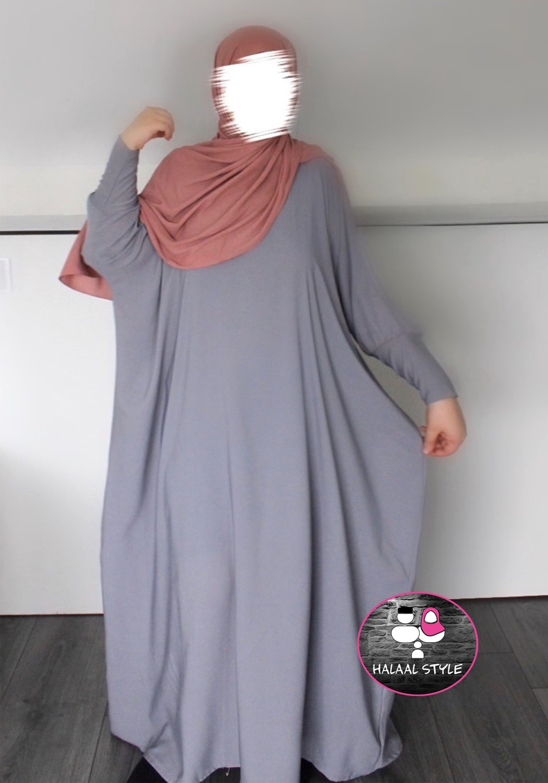  Farasha  abaya  LICHTGRIJS Halaal Style