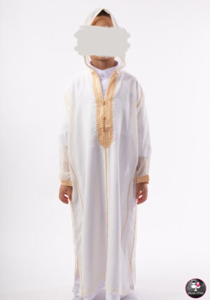 Marokkaanse djellaba SOUSSDI WIT/GOUD