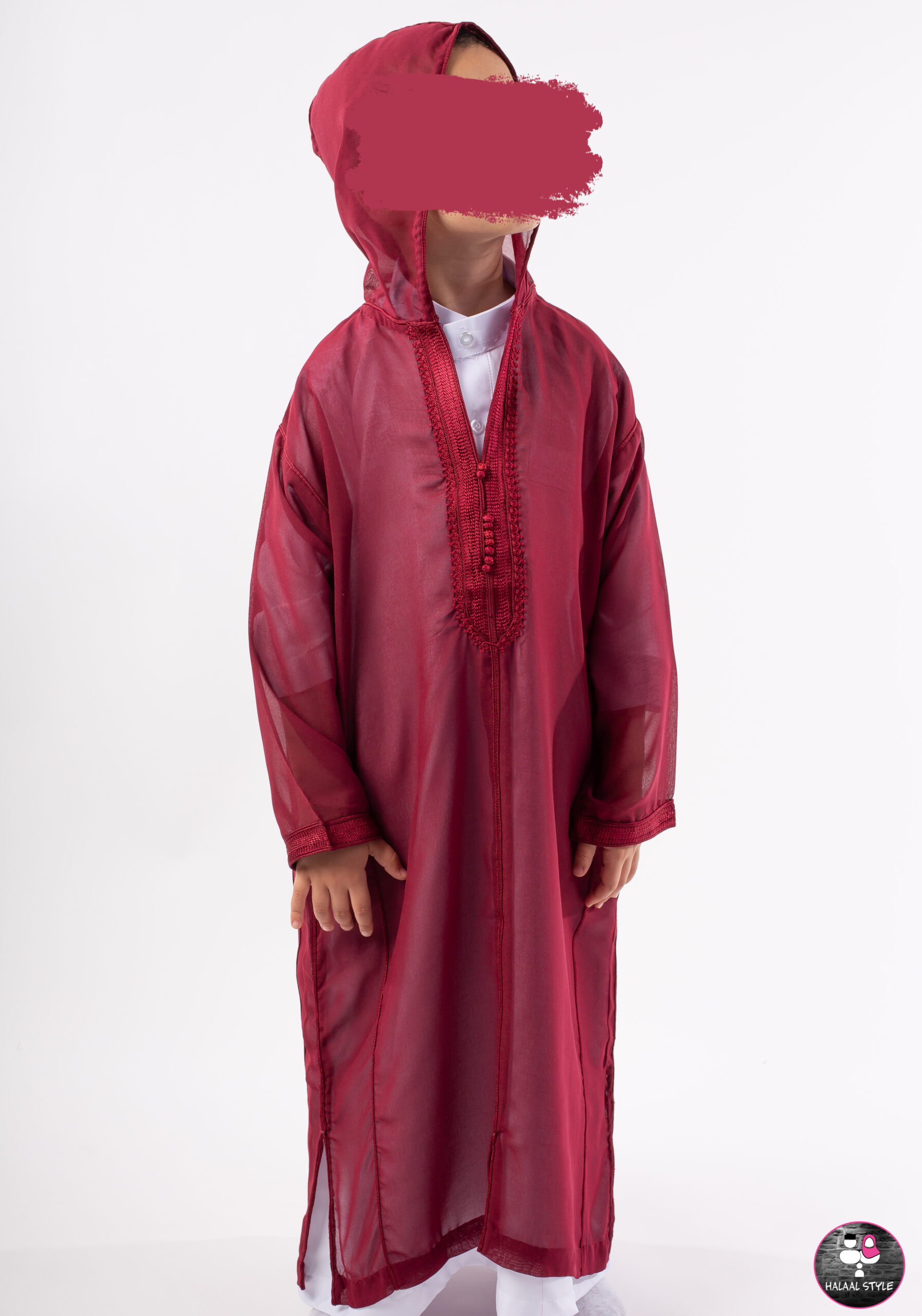 Marokkaanse djellaba SOUSSDI BORDEAUXROOD