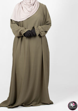 Abaya pofmouw LEGERGROEN