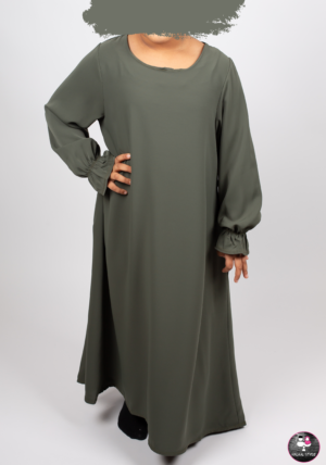Abaya pofmouw LEGERGROEN